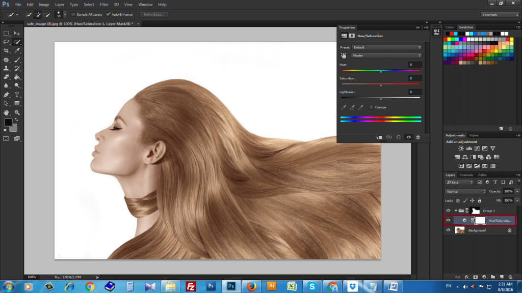 Change hair color in Photoshop